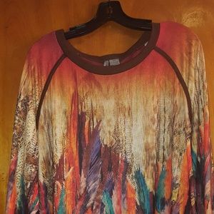Feather print long sleeve top